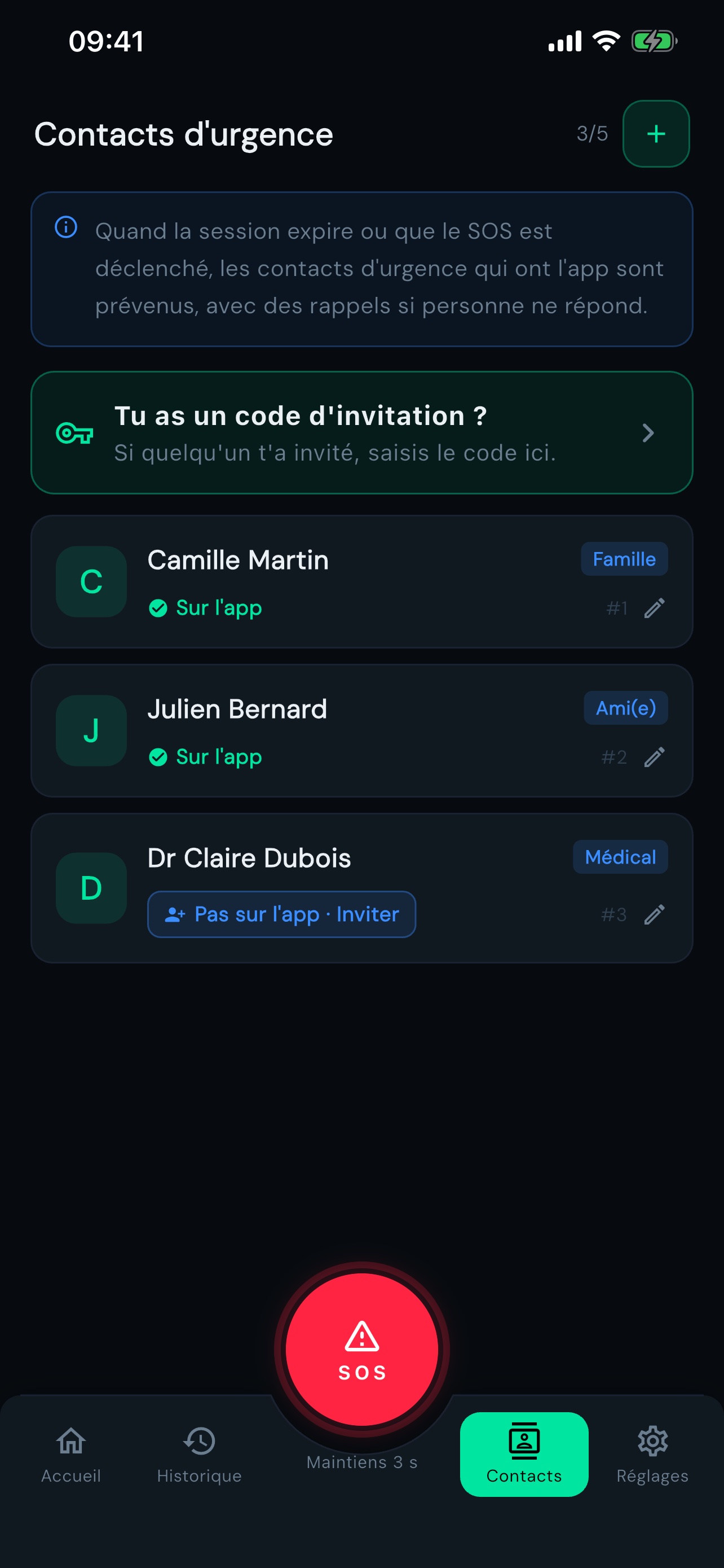 Contacts d'urgence
