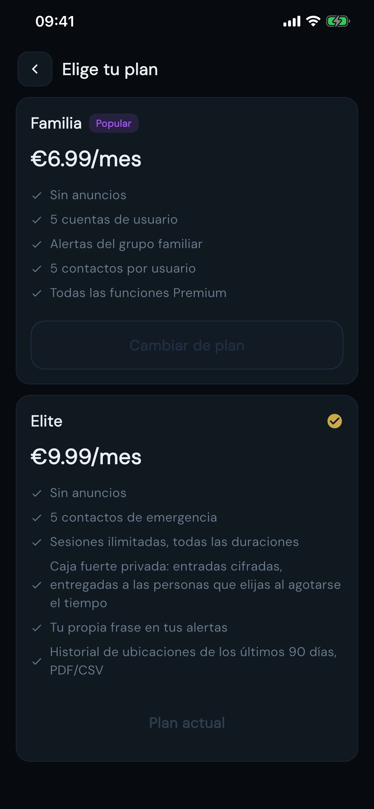 Planes de suscripción